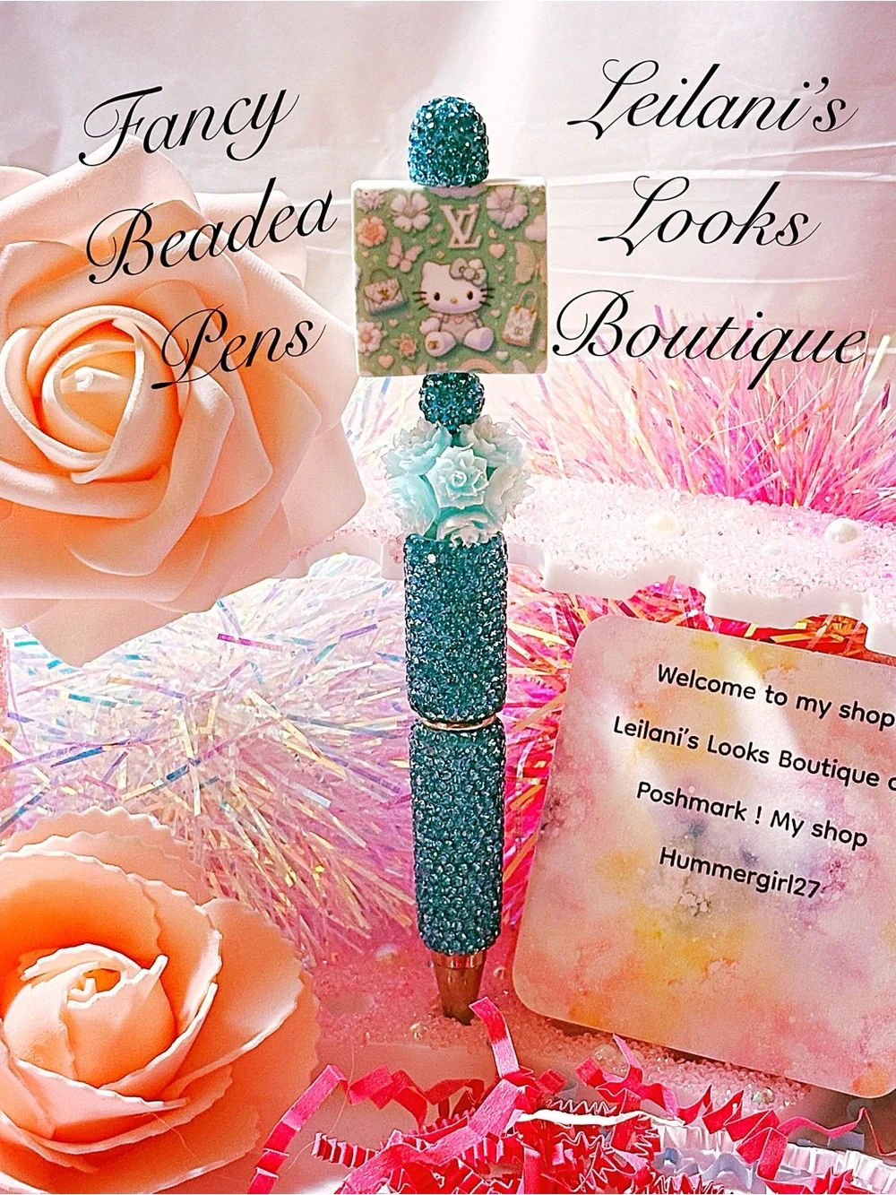 Fancy beaded Pen/hello kitty/flowers beads/girly